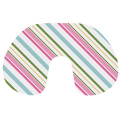 Diagonal Stripes Color Rainbow Pink Green Red Blue Travel Neck Pillows by Mariart