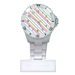 Diagonal Stripes Color Rainbow Pink Green Red Blue Plastic Nurses Watch by Mariart