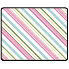 Diagonal Stripes Color Rainbow Pink Green Red Blue Double Sided Fleece Blanket (medium)  by Mariart