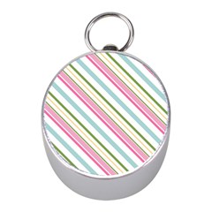 Diagonal Stripes Color Rainbow Pink Green Red Blue Mini Silver Compasses by Mariart