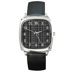 Crosshatch Target Line Black Square Metal Watch by Mariart