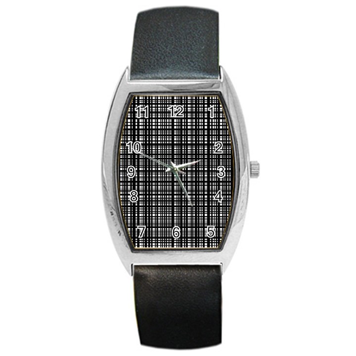 Crosshatch Target Line Black Barrel Style Metal Watch