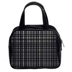 Crosshatch Target Line Black Classic Handbags (2 Sides) by Mariart