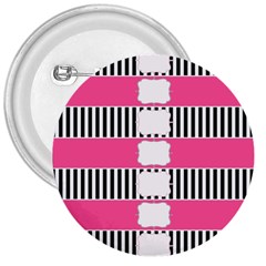 Custom Water Bottle Labels Line Black Pink 3  Buttons