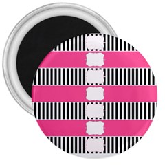 Custom Water Bottle Labels Line Black Pink 3  Magnets by Mariart