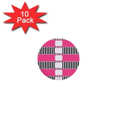 Custom Water Bottle Labels Line Black Pink 1  Mini Buttons (10 Pack) 