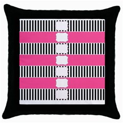 Custom Water Bottle Labels Line Black Pink Throw Pillow Case (black) by Mariart