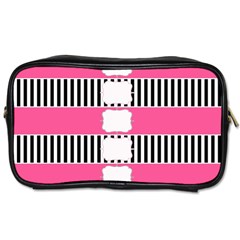 Custom Water Bottle Labels Line Black Pink Toiletries Bags by Mariart