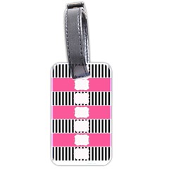 Custom Water Bottle Labels Line Black Pink Luggage Tags (two Sides) by Mariart