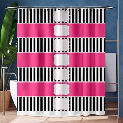 Custom Water Bottle Labels Line Black Pink Shower Curtain 60  X 72  (medium)  by Mariart