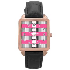 Custom Water Bottle Labels Line Black Pink Rose Gold Leather Watch  by Mariart