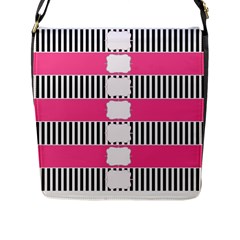 Custom Water Bottle Labels Line Black Pink Flap Messenger Bag (l)  by Mariart