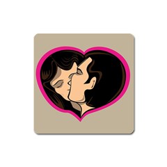 Don t Kiss With A Bloody Nose Face Man Girl Love Square Magnet by Mariart