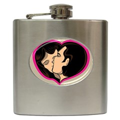 Don t Kiss With A Bloody Nose Face Man Girl Love Hip Flask (6 Oz) by Mariart