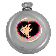 Don t Kiss With A Bloody Nose Face Man Girl Love Round Hip Flask (5 Oz) by Mariart