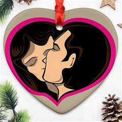 Don t Kiss With A Bloody Nose Face Man Girl Love Heart Ornament (two Sides) by Mariart