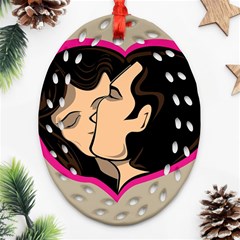 Don t Kiss With A Bloody Nose Face Man Girl Love Oval Filigree Ornament (two Sides) by Mariart