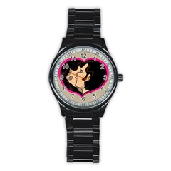 Don t Kiss With A Bloody Nose Face Man Girl Love Stainless Steel Round Watch by Mariart