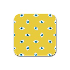 Eye Blue White Yellow Monster Sexy Image Rubber Square Coaster (4 Pack)  by Mariart