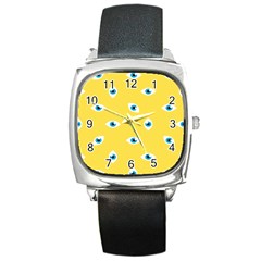 Eye Blue White Yellow Monster Sexy Image Square Metal Watch by Mariart