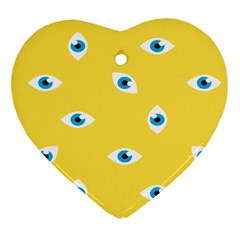 Eye Blue White Yellow Monster Sexy Image Heart Ornament (two Sides) by Mariart