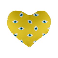 Eye Blue White Yellow Monster Sexy Image Standard 16  Premium Flano Heart Shape Cushions by Mariart