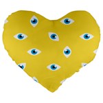 Eye Blue White Yellow Monster Sexy Image Large 19  Premium Flano Heart Shape Cushions Front