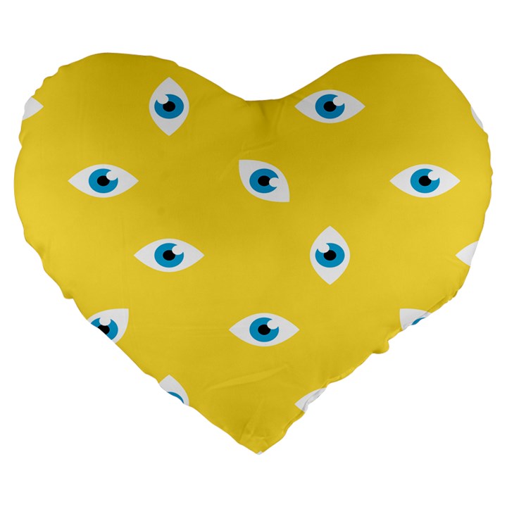 Eye Blue White Yellow Monster Sexy Image Large 19  Premium Flano Heart Shape Cushions