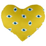 Eye Blue White Yellow Monster Sexy Image Large 19  Premium Flano Heart Shape Cushions Back