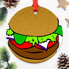 Fast Food Lunch Dinner Hamburger Cheese Vegetables Bread Ornament (round) by Mariart