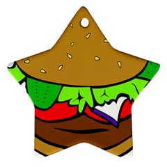 Fast Food Lunch Dinner Hamburger Cheese Vegetables Bread Ornament (star) by Mariart