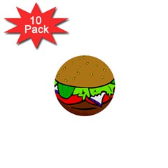 Fast Food Lunch Dinner Hamburger Cheese Vegetables Bread 1  Mini Buttons (10 Pack) 