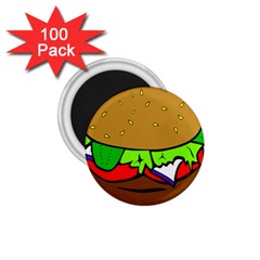 Fast Food Lunch Dinner Hamburger Cheese Vegetables Bread 1 75  Magnets (100 Pack)  by Mariart