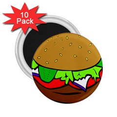 Fast Food Lunch Dinner Hamburger Cheese Vegetables Bread 2 25  Magnets (10 Pack)  by Mariart