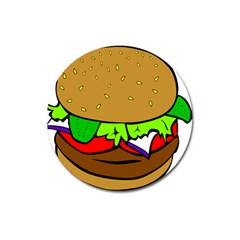 Fast Food Lunch Dinner Hamburger Cheese Vegetables Bread Magnet 3  (round) by Mariart