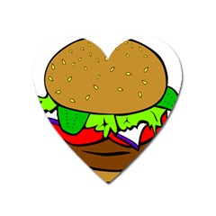 Fast Food Lunch Dinner Hamburger Cheese Vegetables Bread Heart Magnet by Mariart