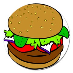 Fast Food Lunch Dinner Hamburger Cheese Vegetables Bread Magnet 5  (round) by Mariart