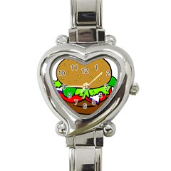 Fast Food Lunch Dinner Hamburger Cheese Vegetables Bread Heart Italian Charm Watch by Mariart