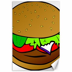 Fast Food Lunch Dinner Hamburger Cheese Vegetables Bread Canvas 12  X 18   by Mariart