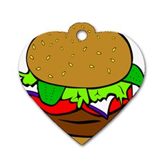 Fast Food Lunch Dinner Hamburger Cheese Vegetables Bread Dog Tag Heart (one Side) by Mariart