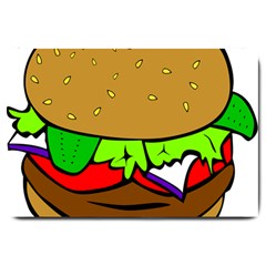 Fast Food Lunch Dinner Hamburger Cheese Vegetables Bread Large Doormat  by Mariart