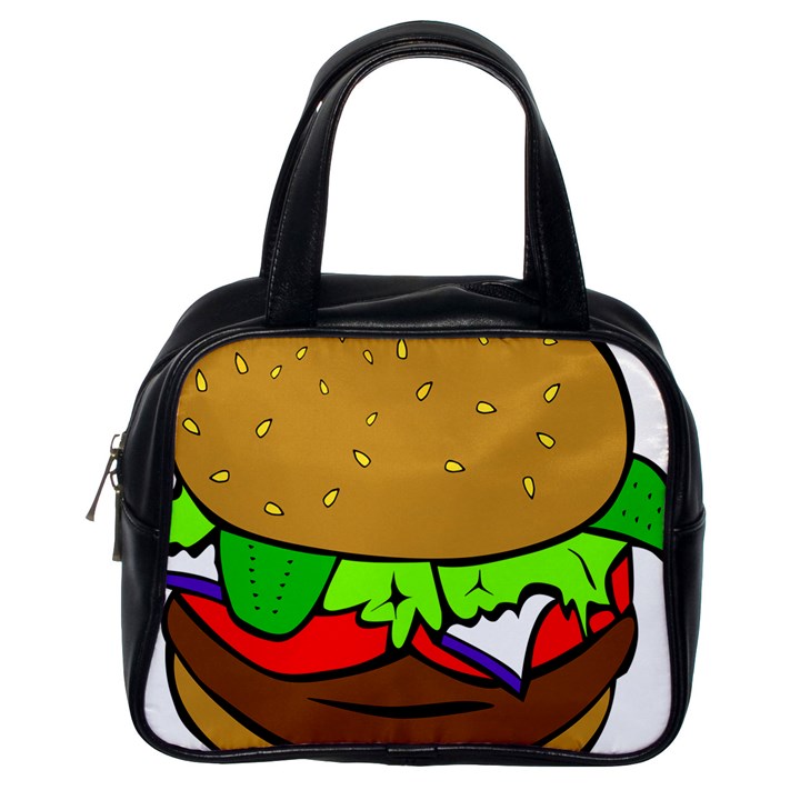 Fast Food Lunch Dinner Hamburger Cheese Vegetables Bread Classic Handbags (One Side)