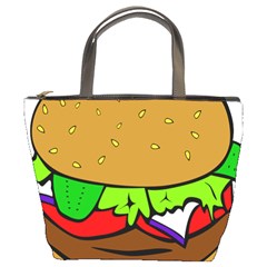 Fast Food Lunch Dinner Hamburger Cheese Vegetables Bread Bucket Bags by Mariart