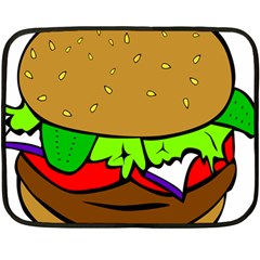 Fast Food Lunch Dinner Hamburger Cheese Vegetables Bread Fleece Blanket (mini) by Mariart