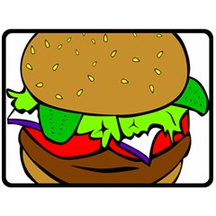 Fast Food Lunch Dinner Hamburger Cheese Vegetables Bread Fleece Blanket (large)  by Mariart