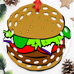 Fast Food Lunch Dinner Hamburger Cheese Vegetables Bread Round Filigree Ornament (two Sides) by Mariart