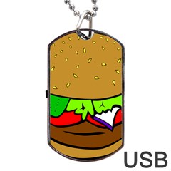 Fast Food Lunch Dinner Hamburger Cheese Vegetables Bread Dog Tag Usb Flash (two Sides)