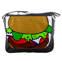 Fast Food Lunch Dinner Hamburger Cheese Vegetables Bread Messenger Bags by Mariart