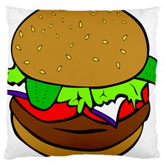 Fast Food Lunch Dinner Hamburger Cheese Vegetables Bread Large Cushion Case (one Side) by Mariart