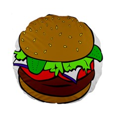 Fast Food Lunch Dinner Hamburger Cheese Vegetables Bread Standard 15  Premium Flano Round Cushions by Mariart